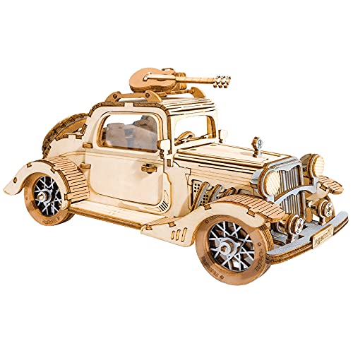 ROBOTIME 3D Wooden Puzzles Car DIY Model Kits to Build Wooden Model Vintage Car Craft Gift for Collection Lover - Image 1
