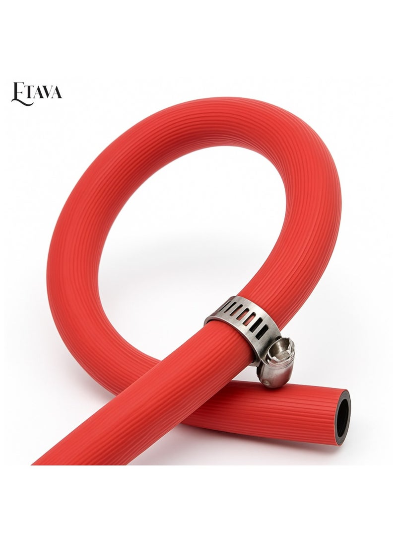 إيتافا أنبوب غاز البترول المسال مع مشبكين – صناعة إيطالية – خرطوم قوي بطول 1.5 متر لتوصيل الغاز للمواقد وأسطوانات الغاز والشوايات الخارجية – مرن ومتين ومضاد للتسرب - Image 2