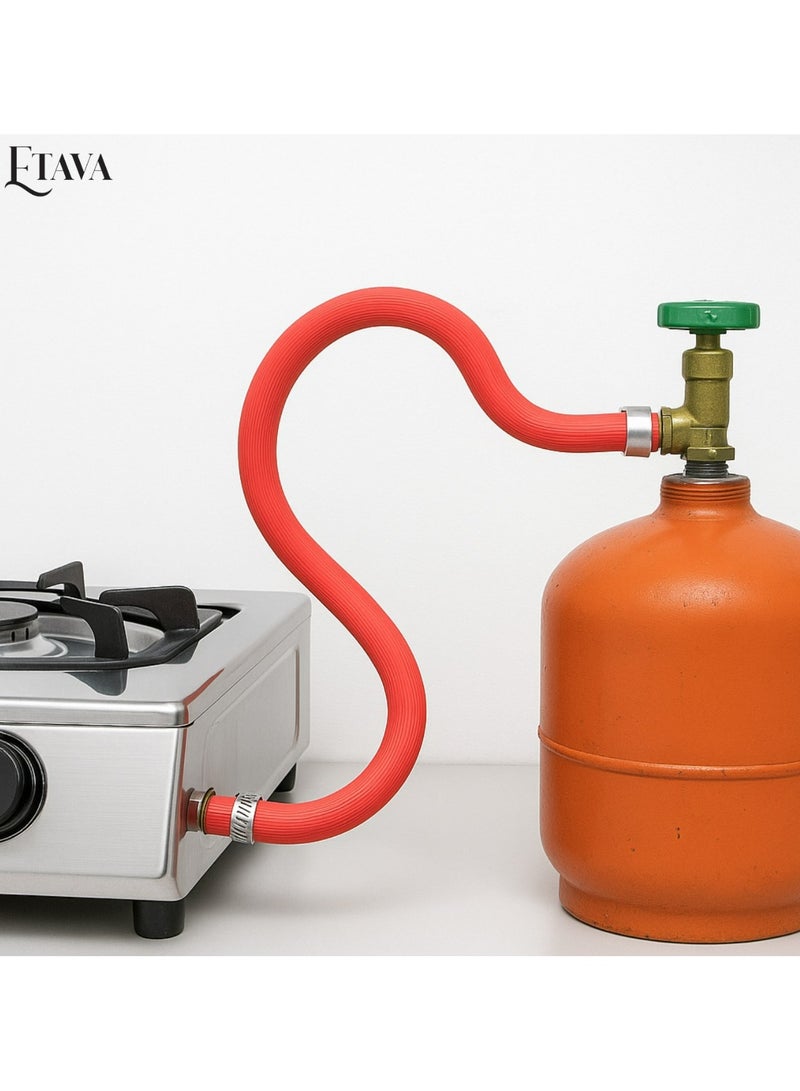 إيتافا أنبوب غاز البترول المسال مع مشبكين – صناعة إيطالية – خرطوم قوي بطول 1.5 متر لتوصيل الغاز للمواقد وأسطوانات الغاز والشوايات الخارجية – مرن ومتين ومضاد للتسرب - Image 5