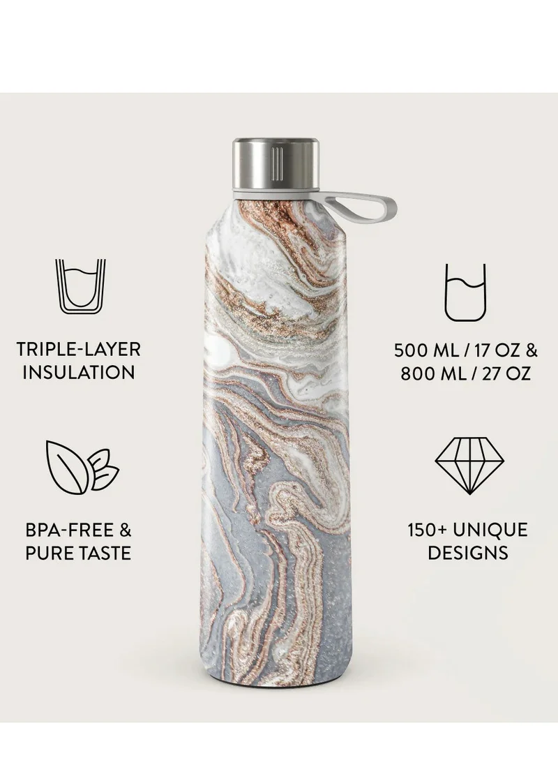 BURGA Insulated Water Bottle (17oz) Stylish Stainless Steel Water Bottles Durable Metal Water Bottle Stays Hot or Cold Anti-Slip, Leak-Proof Reusable Water Bottle - Gentle Wind
