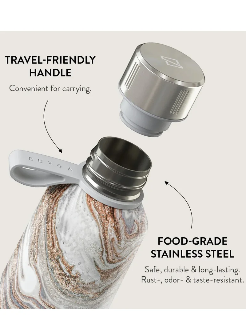 BURGA Insulated Water Bottle (17oz) Stylish Stainless Steel Water Bottles Durable Metal Water Bottle Stays Hot or Cold Anti-Slip, Leak-Proof Reusable Water Bottle - Gentle Wind
