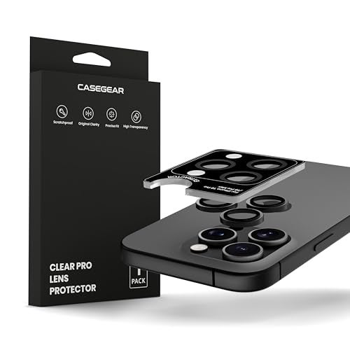CASEGEAR Clear Pro Camera Lens Protector Compatible With iPhone 16 Pro /16 Pro Max | HD Clarity | Scratch Resistant | Complete Coverage | Easy Installation | Black - Image 2