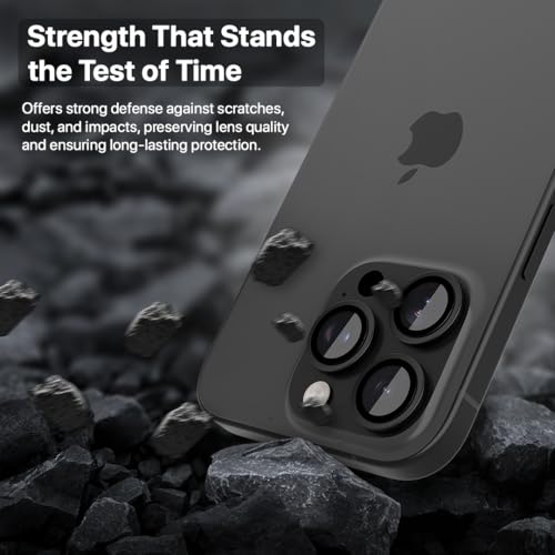 CASEGEAR Clear Pro Camera Lens Protector Compatible With iPhone 16 Pro /16 Pro Max | HD Clarity | Scratch Resistant | Complete Coverage | Easy Installation | Black - Image 3