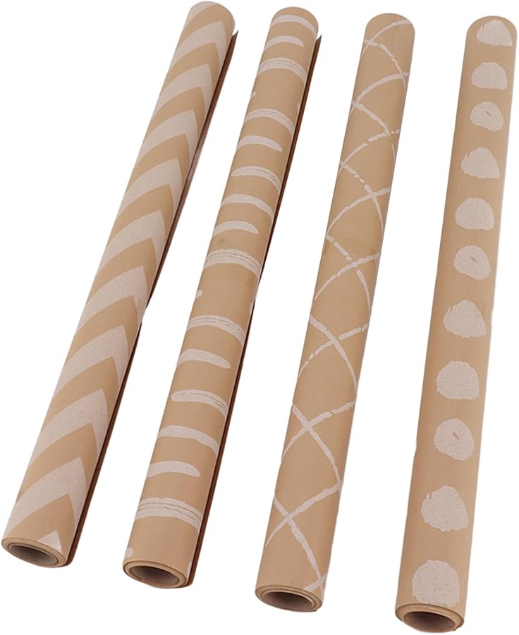 مجموعة ورق كرافت للتغليف على شكل لفات مع علامات وحبل وقلم أصفر - Image 5