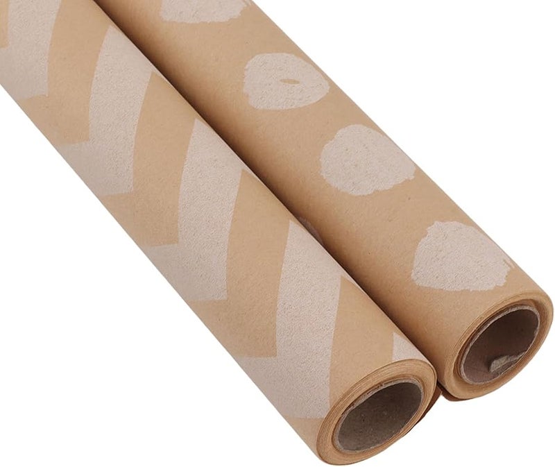 مجموعة ورق كرافت للتغليف على شكل لفات مع علامات وحبل وقلم أصفر - Image 4