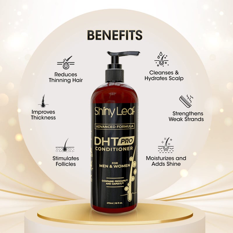 Shiny Leaf Hair Loss Conditioner for Women & Men - DHT Blocker Included, Paraben & Sulfate Free Biotin Conditioner, Thickening Formula for Thinning Hair, Safe for All Hair Types - USA Made, 16oz - Image 4