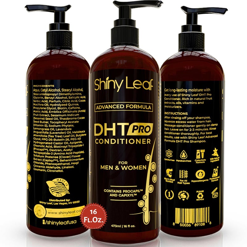 Shiny Leaf Hair Loss Conditioner for Women & Men - DHT Blocker Included, Paraben & Sulfate Free Biotin Conditioner, Thickening Formula for Thinning Hair, Safe for All Hair Types - USA Made, 16oz - Image 1