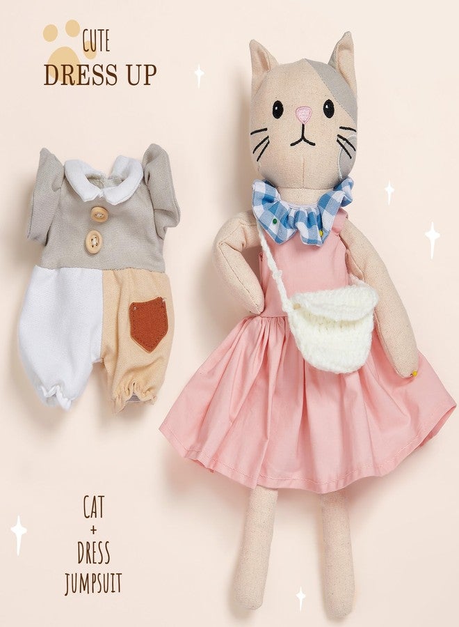 Golray Portable Dress Up Plush Doll Set with Storage Case, Cat & Dog Stuffed Animal Toys, Doll Clothes with Wooden Hangers & Suitcase Wardrobe Travel-Ready Toy Organizer, Gifts for Girls Ages 3+ - Image 3