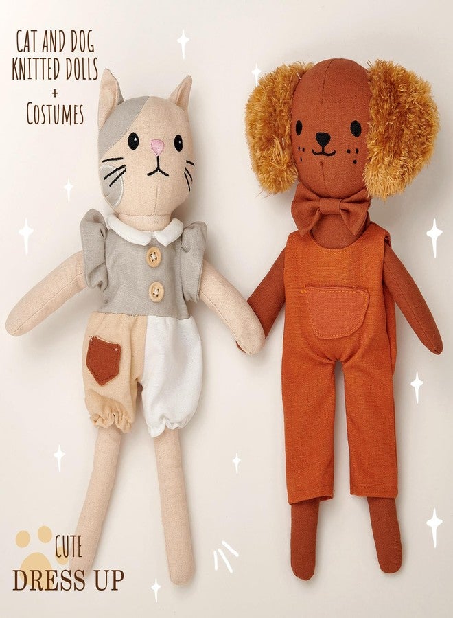 Golray Portable Dress Up Plush Doll Set with Storage Case, Cat & Dog Stuffed Animal Toys, Doll Clothes with Wooden Hangers & Suitcase Wardrobe Travel-Ready Toy Organizer, Gifts for Girls Ages 3+ - Image 2