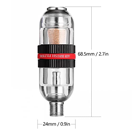 HUBEST Mini Airbrush Air Filter in-Line Water Separator Water-trap Filter Oil Trap Separator Kit, Connects onto Airbrushes and Hoses with 1/8” Threads for Air compressor G1/8 Connector - Image 2