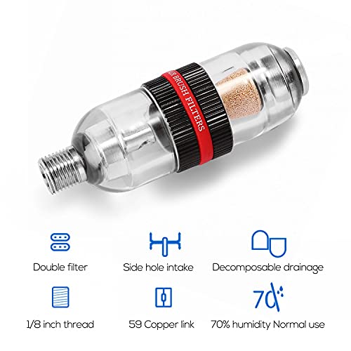 HUBEST Mini Airbrush Air Filter in-Line Water Separator Water-trap Filter Oil Trap Separator Kit, Connects onto Airbrushes and Hoses with 1/8” Threads for Air compressor G1/8 Connector - Image 3