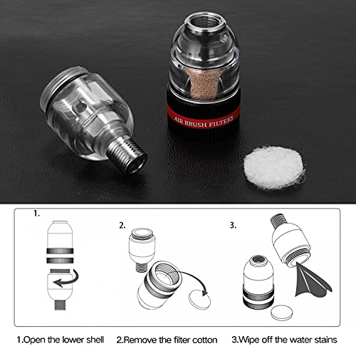 HUBEST Mini Airbrush Air Filter in-Line Water Separator Water-trap Filter Oil Trap Separator Kit, Connects onto Airbrushes and Hoses with 1/8” Threads for Air compressor G1/8 Connector - Image 5