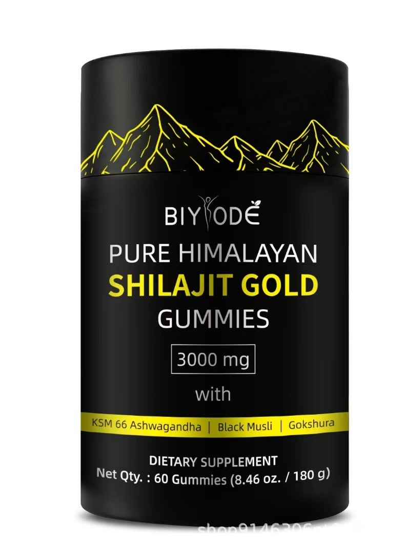 BIYODE Pure Himalayan Shilajit Supplement For Men & Women - High In Trace Minerals & Ashwagandha - Energy, Brain, Immunity Dietary Supplement 60 Gummies  - Image 1