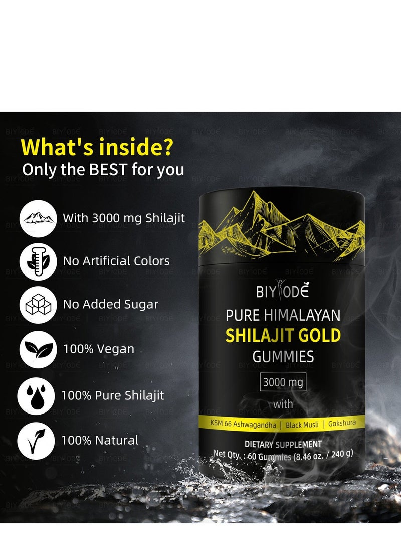 BIYODE Pure Himalayan Shilajit Supplement For Men & Women - High In Trace Minerals & Ashwagandha - Energy, Brain, Immunity Dietary Supplement 60 Gummies  - Image 5