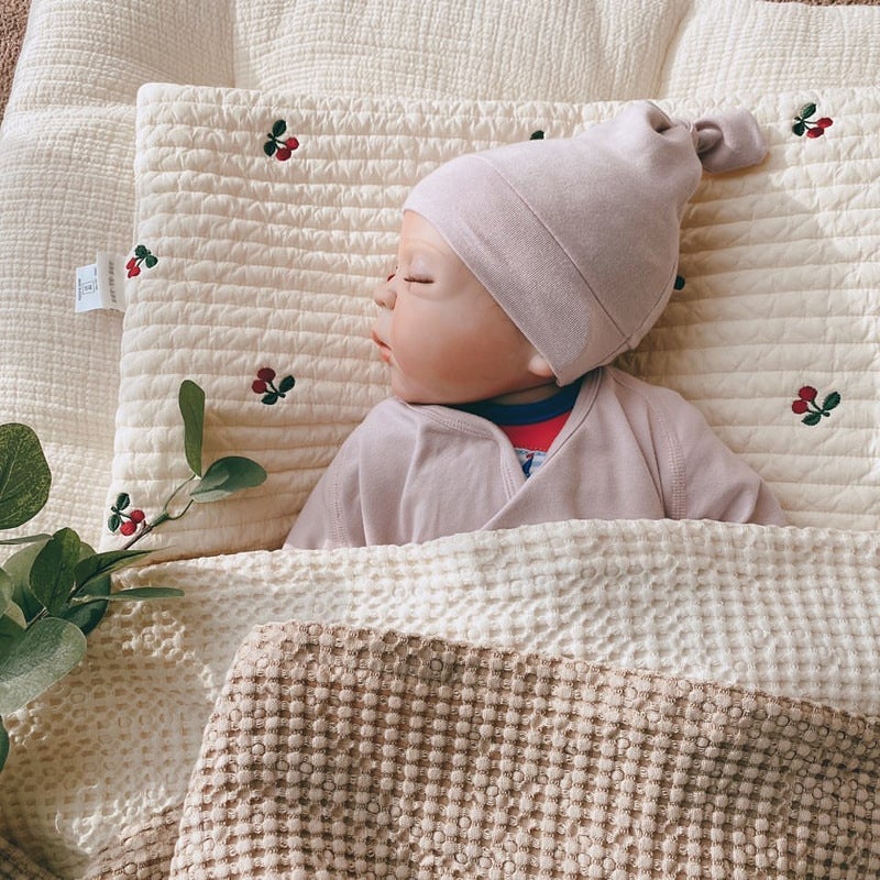 Born Double Side Pillow Cotton Embroidered Baby Breathable Flat Pillow Baby Summer Sweat Absorbing Newborn - Image 3