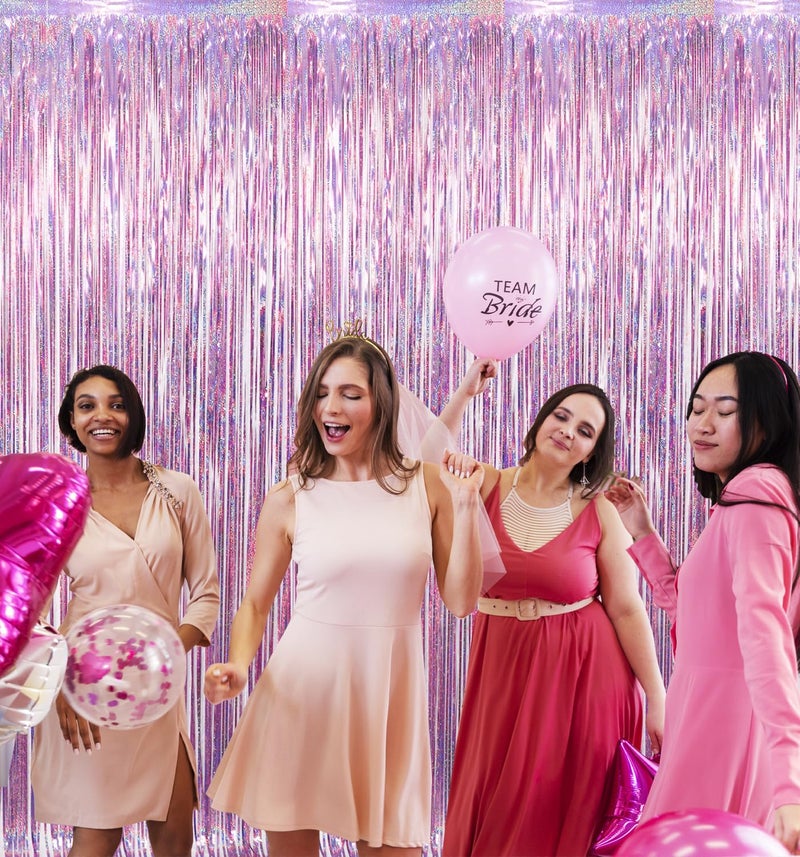 GOER 3.2 ft x 9.8 ft Metallic Tinsel Foil Fringe Curtains Party Photo Backdrop Party Streamers for Birthday,Graduation,New Year Eve Decorations Wedding Decor(1 Pack,Laser Pink) - Image 4