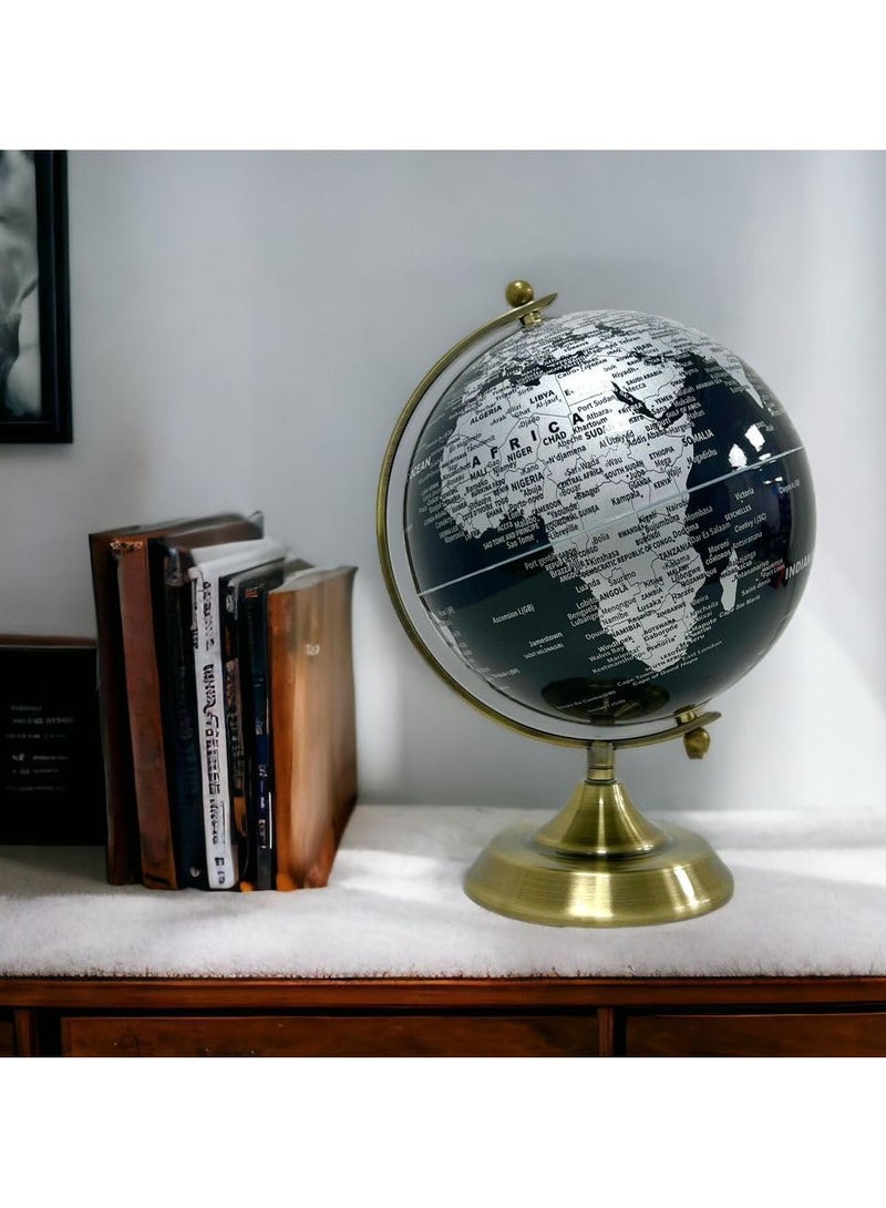 DeloPik 20cm World Globe Political Map Globe - English Map - Educational;Geographic;Modern Desktop Decoration - Stainless Steel Arc And plastic Base - School, Home,Office - Image 2