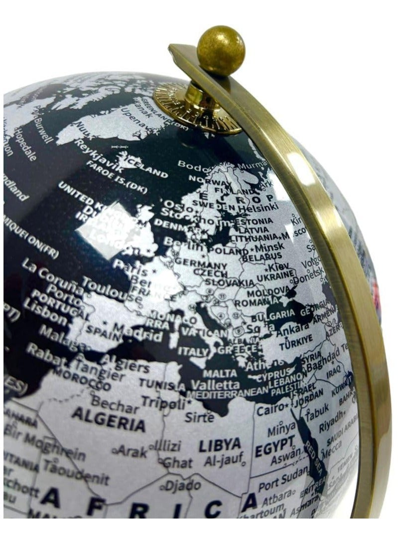 DeloPik 20cm World Globe Political Map Globe - English Map - Educational;Geographic;Modern Desktop Decoration - Stainless Steel Arc And plastic Base - School, Home,Office - Image 5