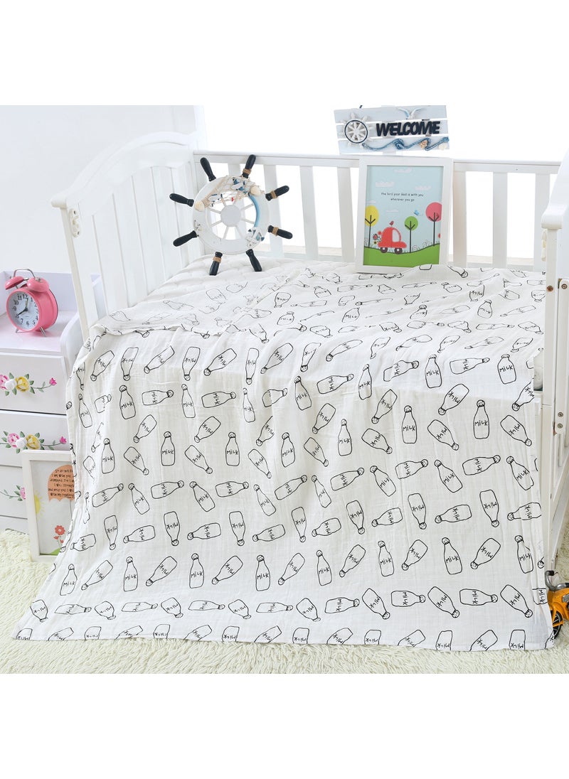 Generic Soft Muslin Swaddle Cartoon Print Baby Blanket Bottle 