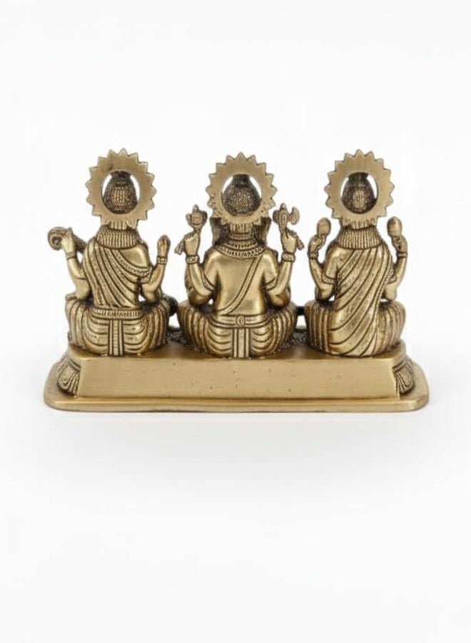 BEXCO Brass Laxmi Ganesh Saraswati Idol, Traditional Antique Gold Finish, 5.1 x 1.2 x 2.8 inches , 270 gms Hindu Religious Statue for Daily Worship - Image 5