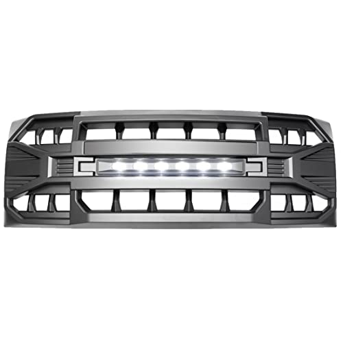MEGAIE Front Grill Replacement for F150 2009-2014, Matte Black Front Bumper Grille w/Off-Road Lights - Image 4