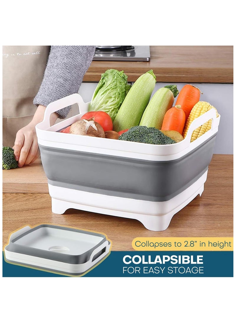 Collapsible Dish Tub with Drain Plug, Foldable & Portable Camping Sink Basin, 9L Folding Washing Bucket for Kitchen and All Outdoor Activities - Image 2