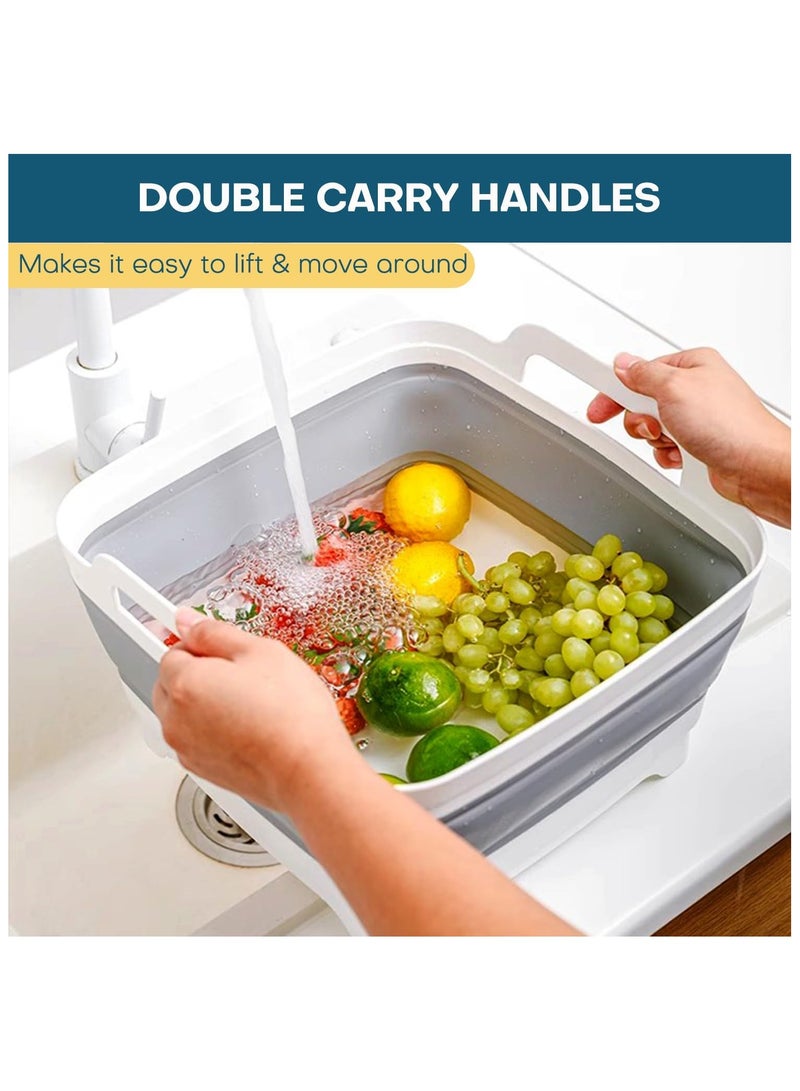 Collapsible Dish Tub with Drain Plug, Foldable & Portable Camping Sink Basin, 9L Folding Washing Bucket for Kitchen and All Outdoor Activities - Image 4