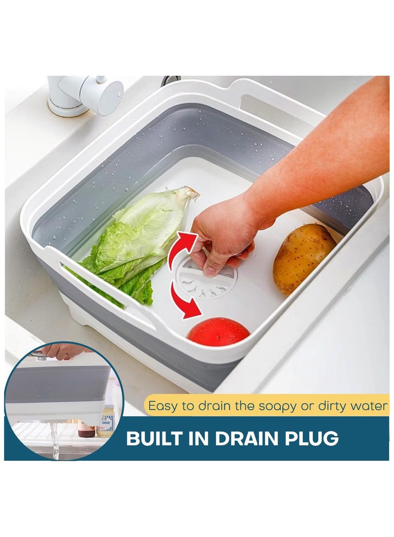 Collapsible Dish Tub with Drain Plug, Foldable & Portable Camping Sink Basin, 9L Folding Washing Bucket for Kitchen and All Outdoor Activities - Image 5