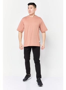 Adidas Men Sportswear Fit Short Sleeve Outdoor T Shirt, Peach  - Image 4