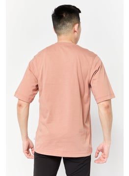 Adidas Men Sportswear Fit Short Sleeve Outdoor T Shirt, Peach  - Image 3