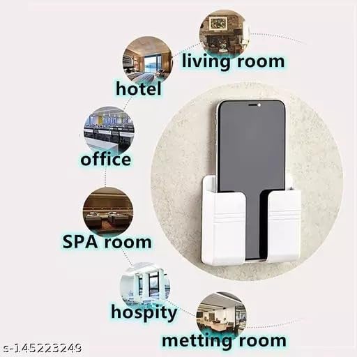 Gladiadora® Mobile Phone Mobile Holder for wall, Multi-Functional Storage Holder - | Bedside | Fixed Rack | Bedroom | Office Accessories- (White) - Image 2