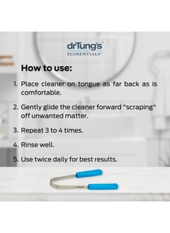 drTung's DrTung's Stainless Tongue Scraper - Tongue Cleaner for Adults, Kids, Helps Freshens Breath, Easy to Use Comfort Grip Handle, Comes with Fabric Travel Pouch - Stainless Steel Tongue Scrapers, (1 Count)  - Image 5