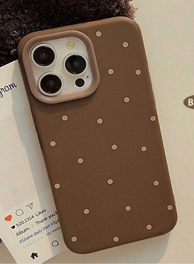 شي إن غطاء هاتف بنمط نقاط بنية اللون، غطاء واقي بسيط وأنيق، مناسب لهاتف آيفون 13 برو ماكس مضاد للصدمات والخدوش