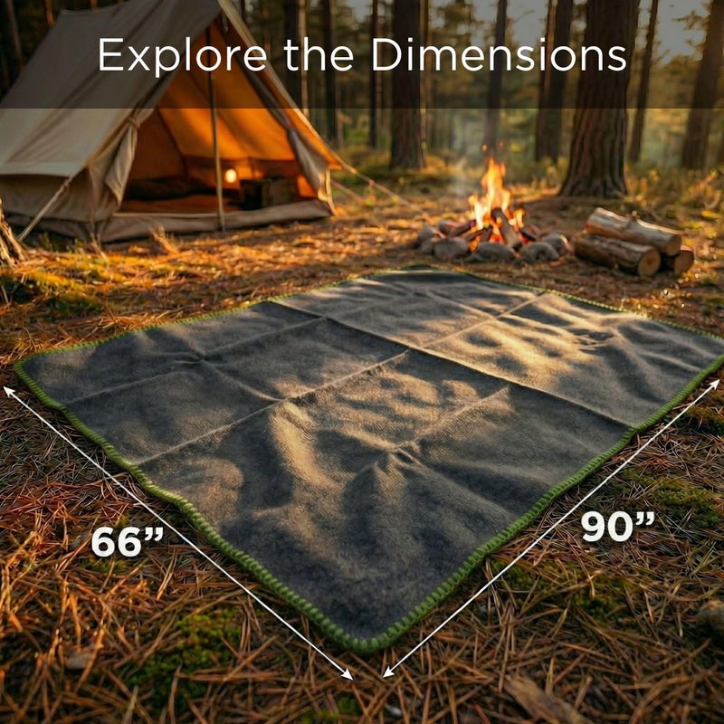 Jmr Usa Inc. Wool Camping Blanket â€“ 70% Wool Heavy-Duty Military Style Throw, Warm & Washable, Fire Retardant Cover for Emergency, Survival & Outdoor Use â€“ Perfect for Camping, Car, Home & Hiking, Grey 66x90 - Image 3