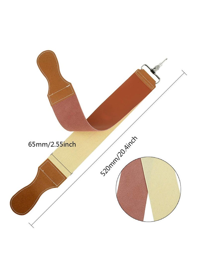 Grandslam Grandslam Pro Natural Wooden Handle 420 Stainless Steel Straight Razor with Premium Leather Strop,Straight Razor Shaving Kit for Men,2 Layers Leather Canvas Strop Sharpening Strop Brown - Image 4