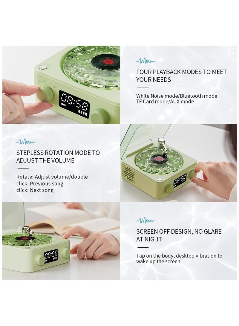 Wireless Vintage Wave Vinyl Record Player Style Bluetooth Speaker, Portable CD Player That Looks like a Record Player, with Ambient Lights,Green - Image 2