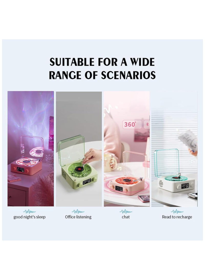 Wireless Vintage Wave Vinyl Record Player Style Bluetooth Speaker, Portable CD Player That Looks like a Record Player, with Ambient Lights,Green - Image 5