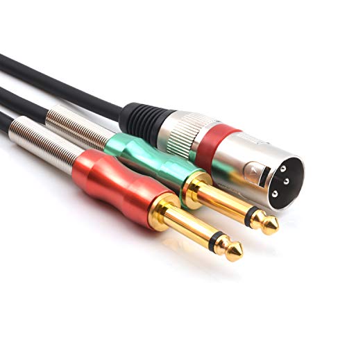 SiYear كابل تقسيم SiYear XLR ذكر إلى مزدوج 6.35 مم 1/4" TS، كابل ميكروفون ستيريو مزدوج مونو ربع بوصة 6.35 مم إلى قابس XLR 3 دبابيس (10 أقدام) - Image 1