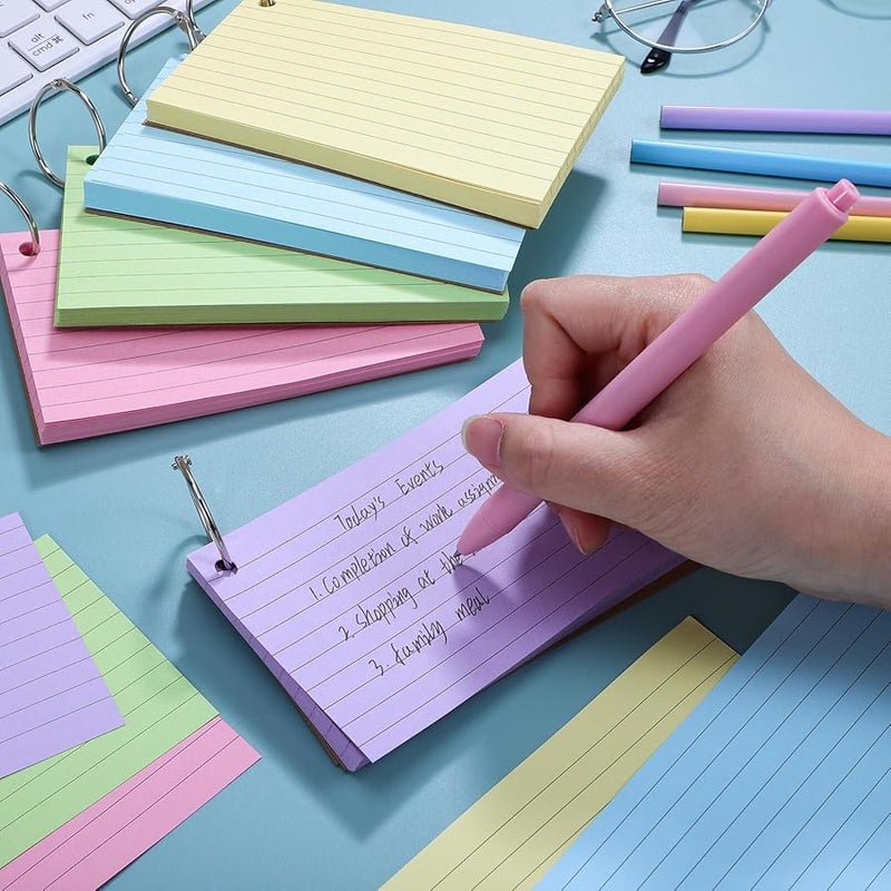 500 قطعة بطاقات مفهرسة ملونة مبطنة من الجانبين، بطاقات ملاحظات ثقيلة للدراسة - Image 5