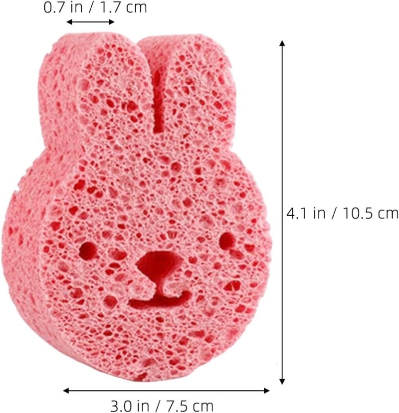 3pcs Bath Sponges Wood Pulp Cartoon Shower Sponges Small Bathing Accessories with Star Duck Bunny for Newborns - Image 2