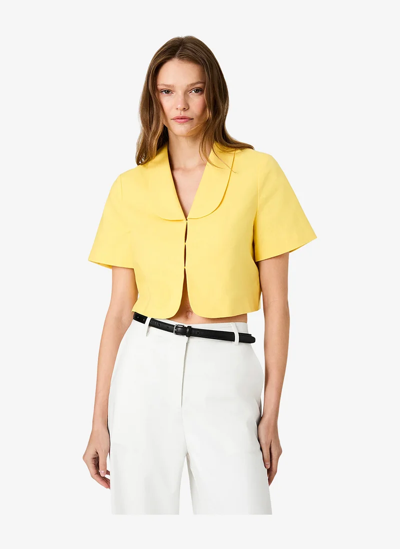 Women's Dsy Ylw Theo Linen Oversized Collar Top