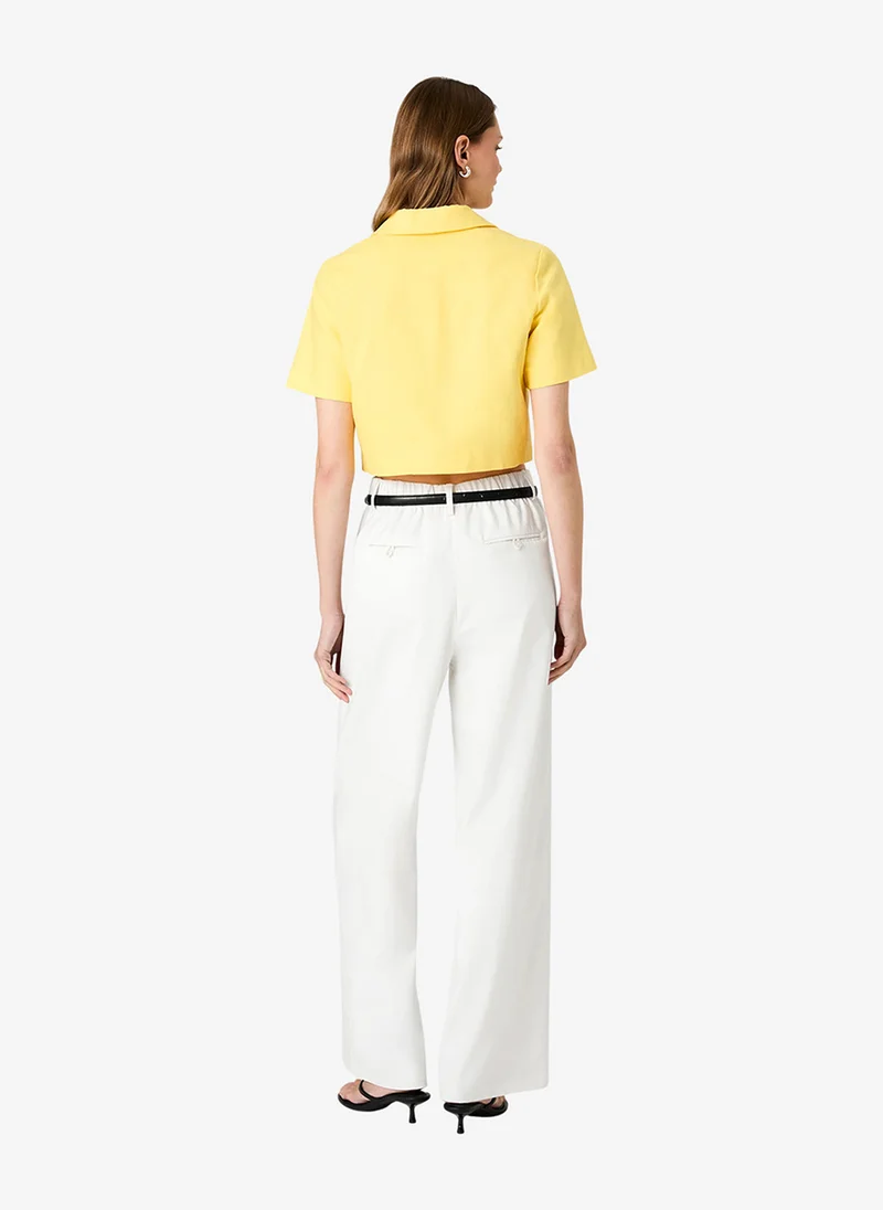 French Connection Dsy Ylw Women's Dsy Ylw Theo Linen Oversized Collar Top for Women | Best Price UAE