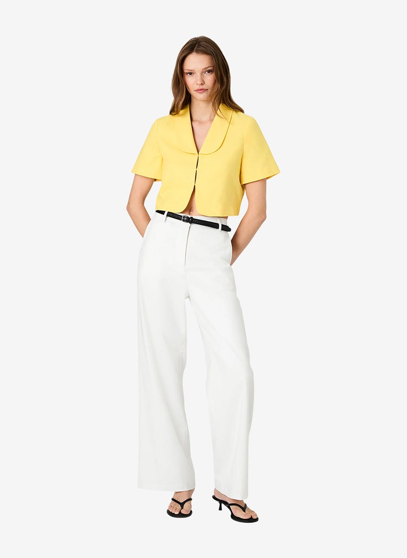 French Connection Women's Dsy Ylw Theo Linen Oversized Collar Top - Image 2