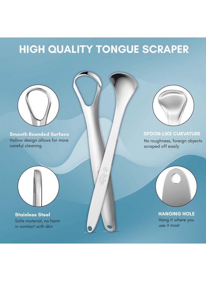 Beaute Secrets Beauté Secrets Tongue Cleaner Set With Travel Case for Men, Women and Kids, Silver - Image 3