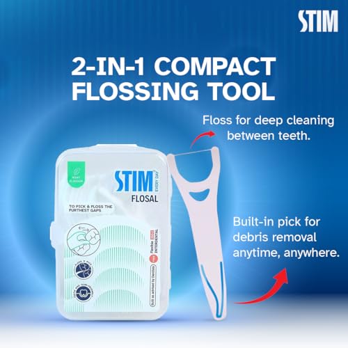STIM Flosal – Dental Floss Pick & Toothpick | Dual-Action Oral Hygiene Tool | Right-Angle Design for Molars | Plaque & Food Remover | Dentist Recommended | Pack of 3 - Image 3