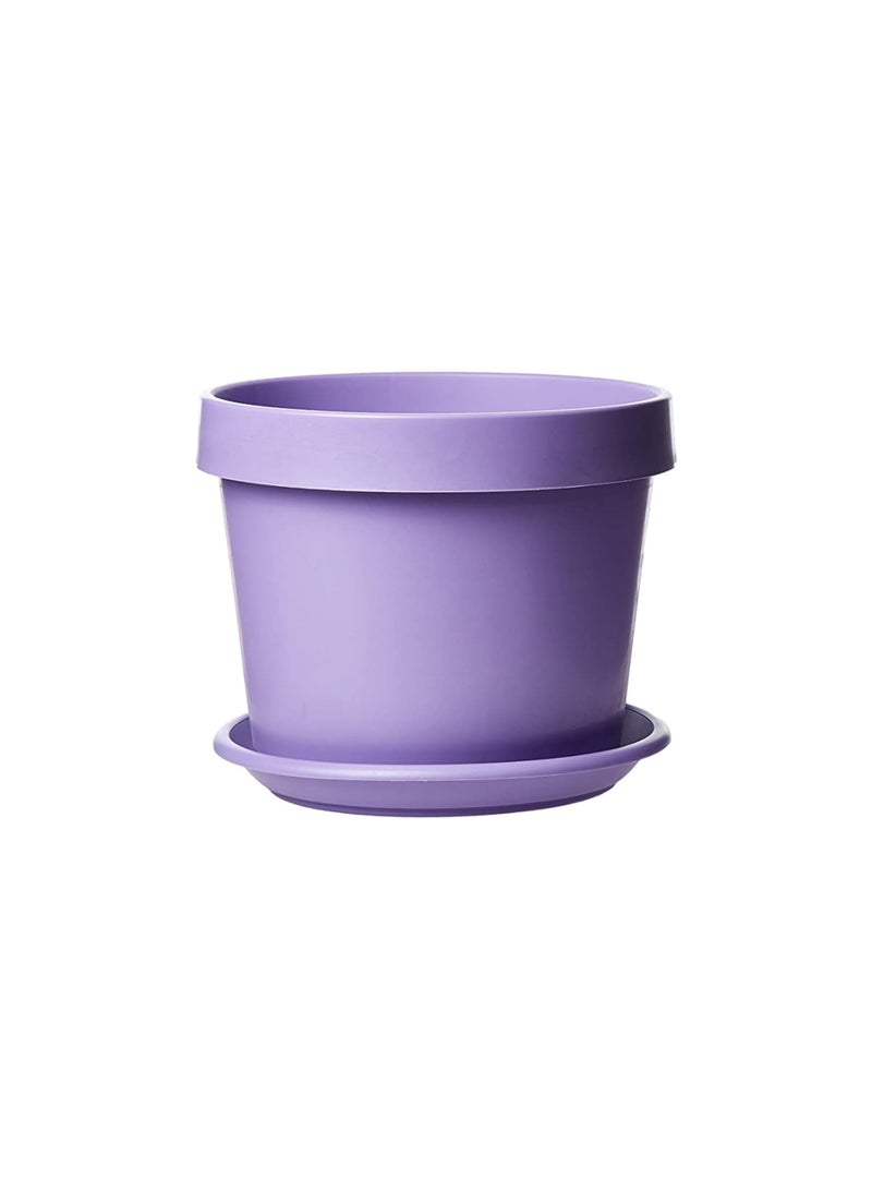 أيدل وعاء بلاستيكي مثالي مع طبق بقياس 28 سم - مزهرية زينة داخلية وخارجية لشرفة وحديقة وبيت - وعاء زراعة خفيف الوزن وقوي - ازرع مع إيطاليا بواسطة إيدل - Image 1