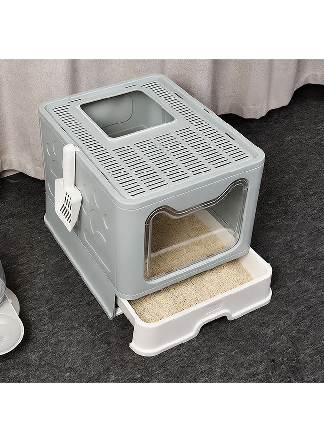 صندوق القمامة القط, نصف مغلق التصميم قابل للطي كبير علبة القمامة القط, فتح التصميم في الجبهة والأعلى من مرحاض القط, صندوق القمامة القط، صندوق القمامة القط، صندوق القمامة القط، صندوق القمامة القط - Image 1