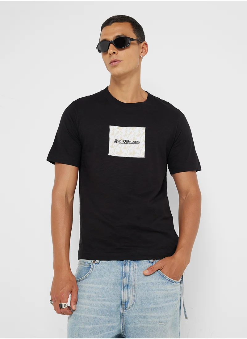 جاك اند جونز Jorsplit  Logo Crew Neck T-Shrt