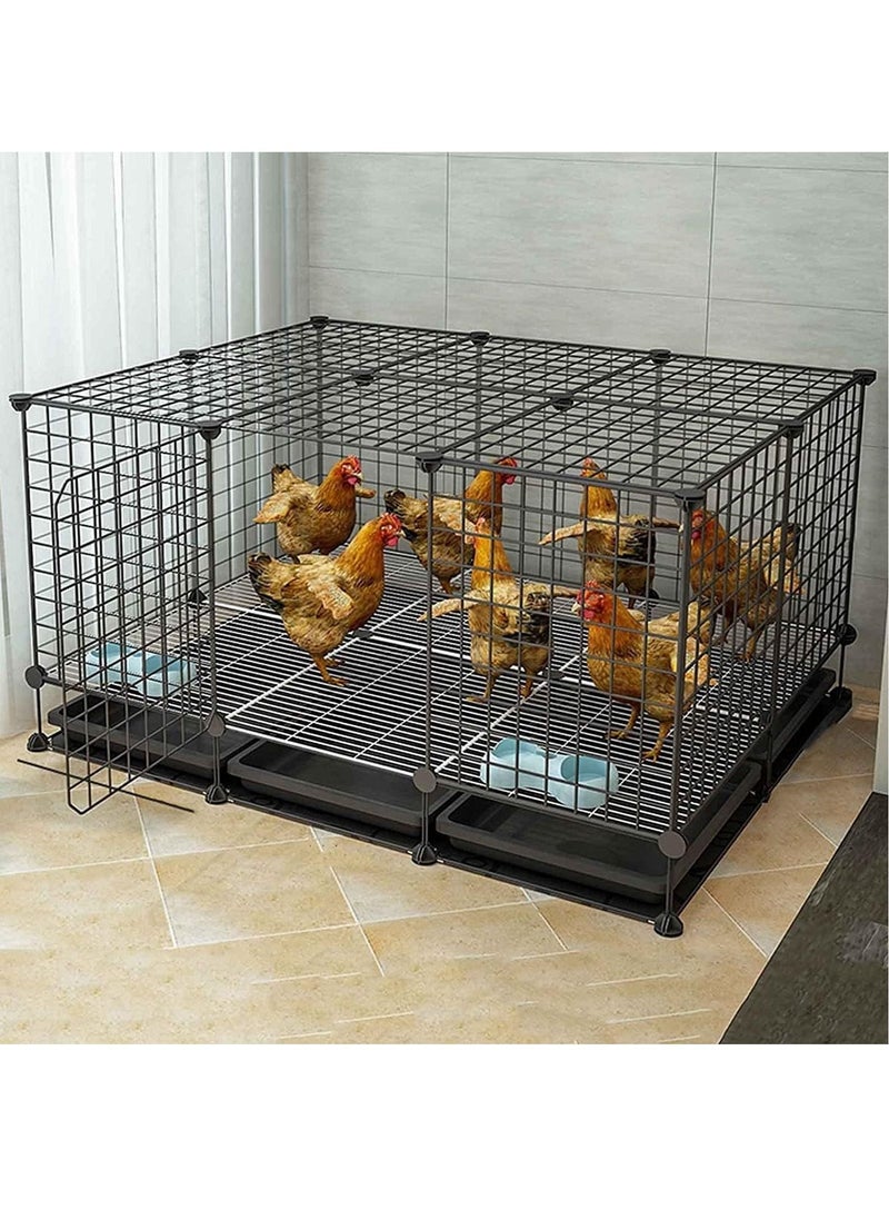 Generic - Metal Chicken Coop Run Rabbit Enclosure Pen with Cover Outdoor Backyard Farm Chicken Pen Cage Crate Pet Playpen Exercise Pen for Rabbit Duck Hen - Image 1