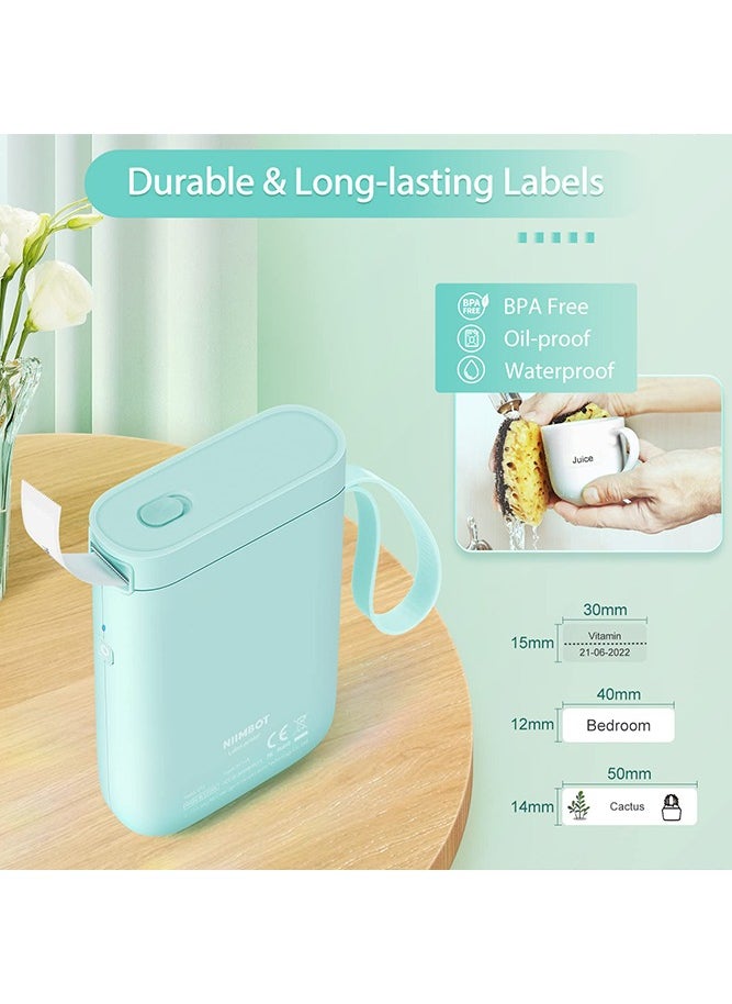 NIIMBOT D11 Label Maker Machine Portable Bluetooth Sticker Label Printer with 1 Roll 12*40mm White Tape, USB Rechargeable, Inkless Thermal Label Maker with 10-15mm Print Width, Ideal for Office Home Organization and Small Business Supplies, Green  - Image 3